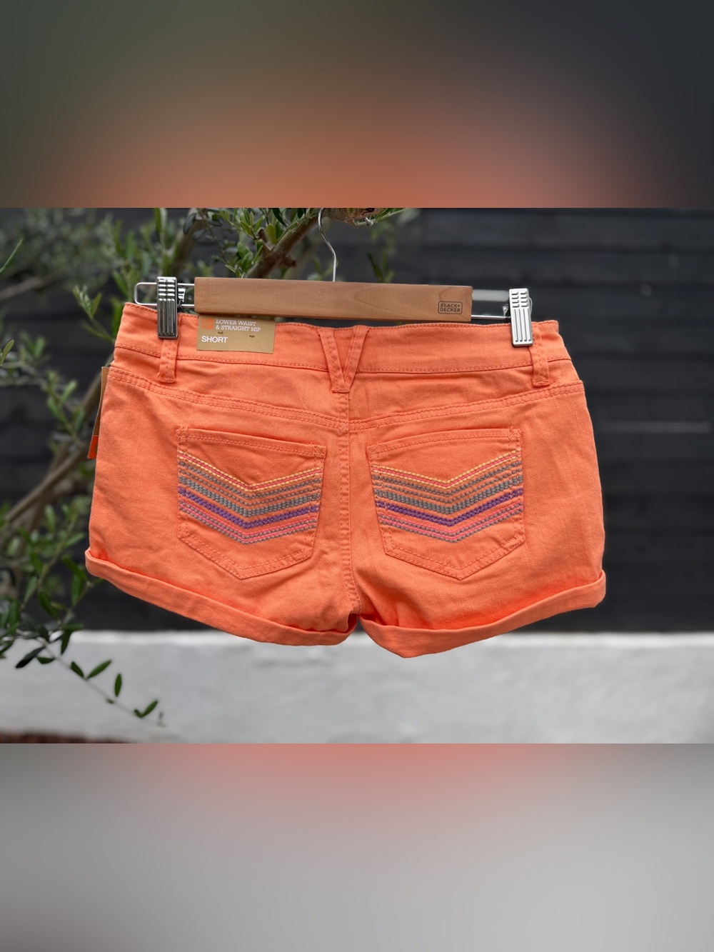 Mossimo Supply Co. Orange Shorts with Chevron Embroidery Stitching VTG 2010s